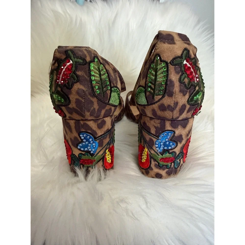 Steve Madden - Leopard Print Heels with Appliques Tattoo Rockabilly Style 7.5 - Picture 7 of 9
